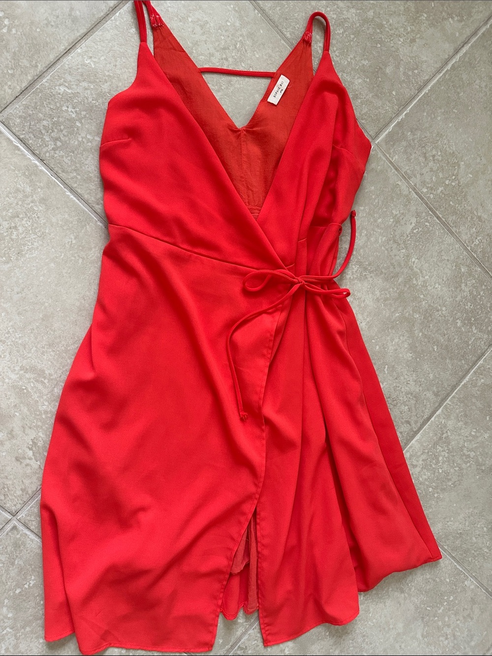 Sophie Rue Red Wrap Mini Dress with Tie Waist
